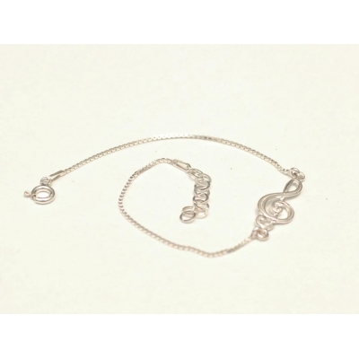 Srebrna bransoletka z kluczem wiolinowym  -13950