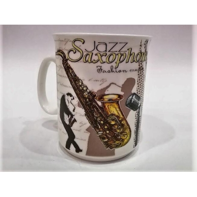 Muzyczny porcelanowy kubek dla saksofonisty-17622