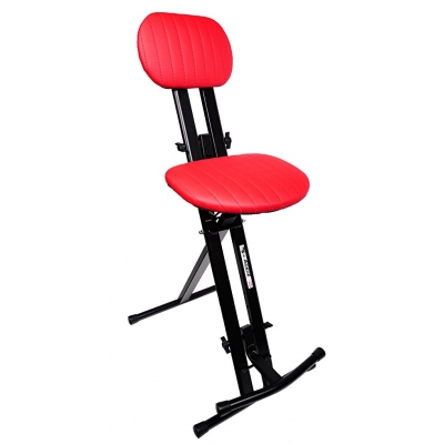 AKMUZ T-6 RD krzesło dla gitarzysty / muzyka z oparciem i regulacją - czerwone-11153