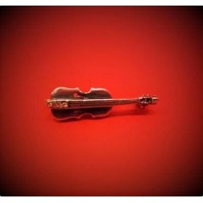 Srebrne skrzypce - broszka, przypinka z zapięciem agrafkowym-11570