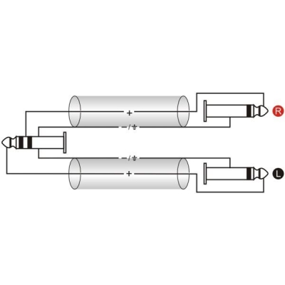 ROXTONE SAMURAI kabel 1x Jack 3.5 stereo - 2x Jack 6.3 mm mono 6 metrów-11630