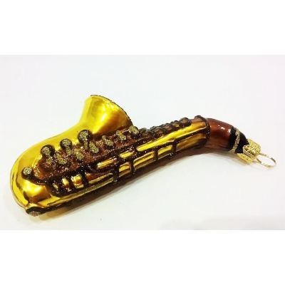 Saksofon - szklana bombka ręcznie malowana-14684