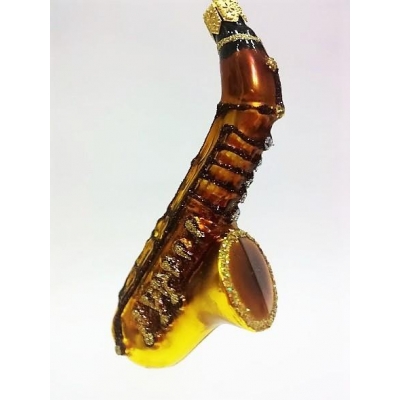 Saksofon - szklana bombka ręcznie malowana-14685