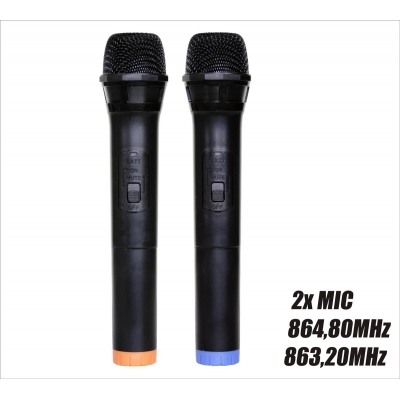 RH SOUND PP-2112ADX-CB HAND-HAND Zestaw mobilny: kolumna z akumulatorem i 2x mikrofon bezprzewodowy +Bluetooth +Radio +USB +MP3-16186