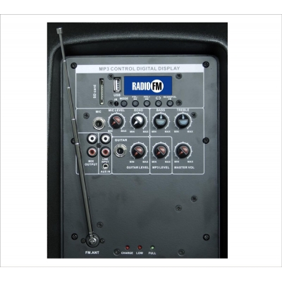 RH SOUND PP-2112ADX-CB HAND-HAND Zestaw mobilny: kolumna z akumulatorem i 2x mikrofon bezprzewodowy +Bluetooth +Radio +USB +MP3-16187