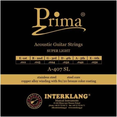PRIMA Struny do gitary akustycznej 11-52 + dodatkowa struna E1 gratis-18008