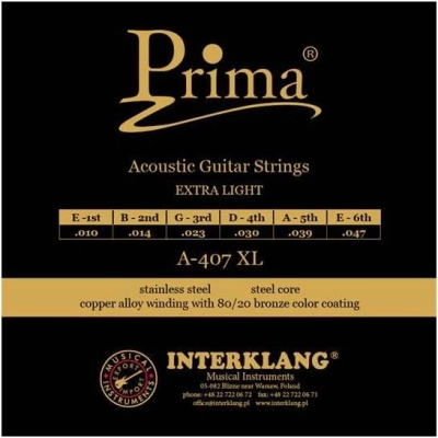 PRIMA Struny do gitary akustycznej 10-47 + dodatkowa struna E1 gratis-18010