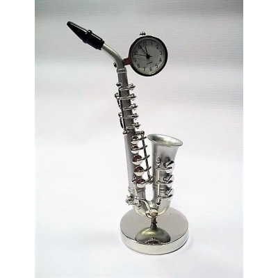 Miniaturowy saksofon z zegarkiem - silver -18813