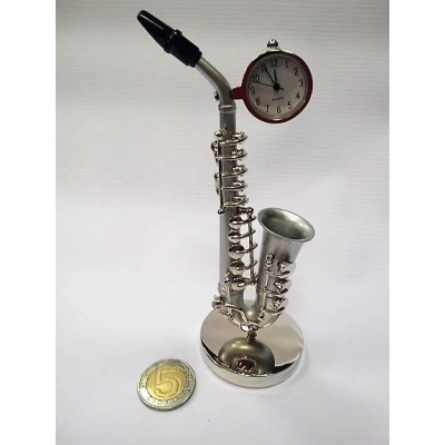 Miniaturowy saksofon z zegarkiem - silver -18815