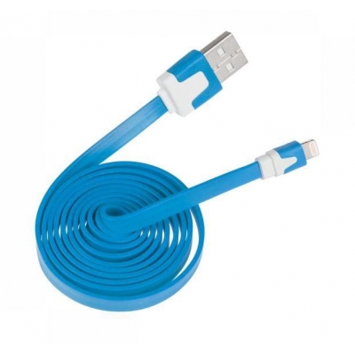 Kabel USB iPhone 5 niebieski płaski-371