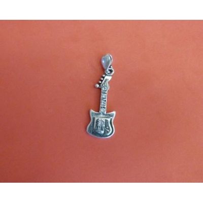 Srebrna gitara elektryczna - wisiorek na łańcuszek/rzemyk -6871